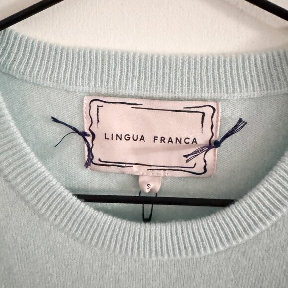 NWT Lingua Franca Seafoam Blue Iconique Cashmere Crew Sweater S - Picture 4 of 8